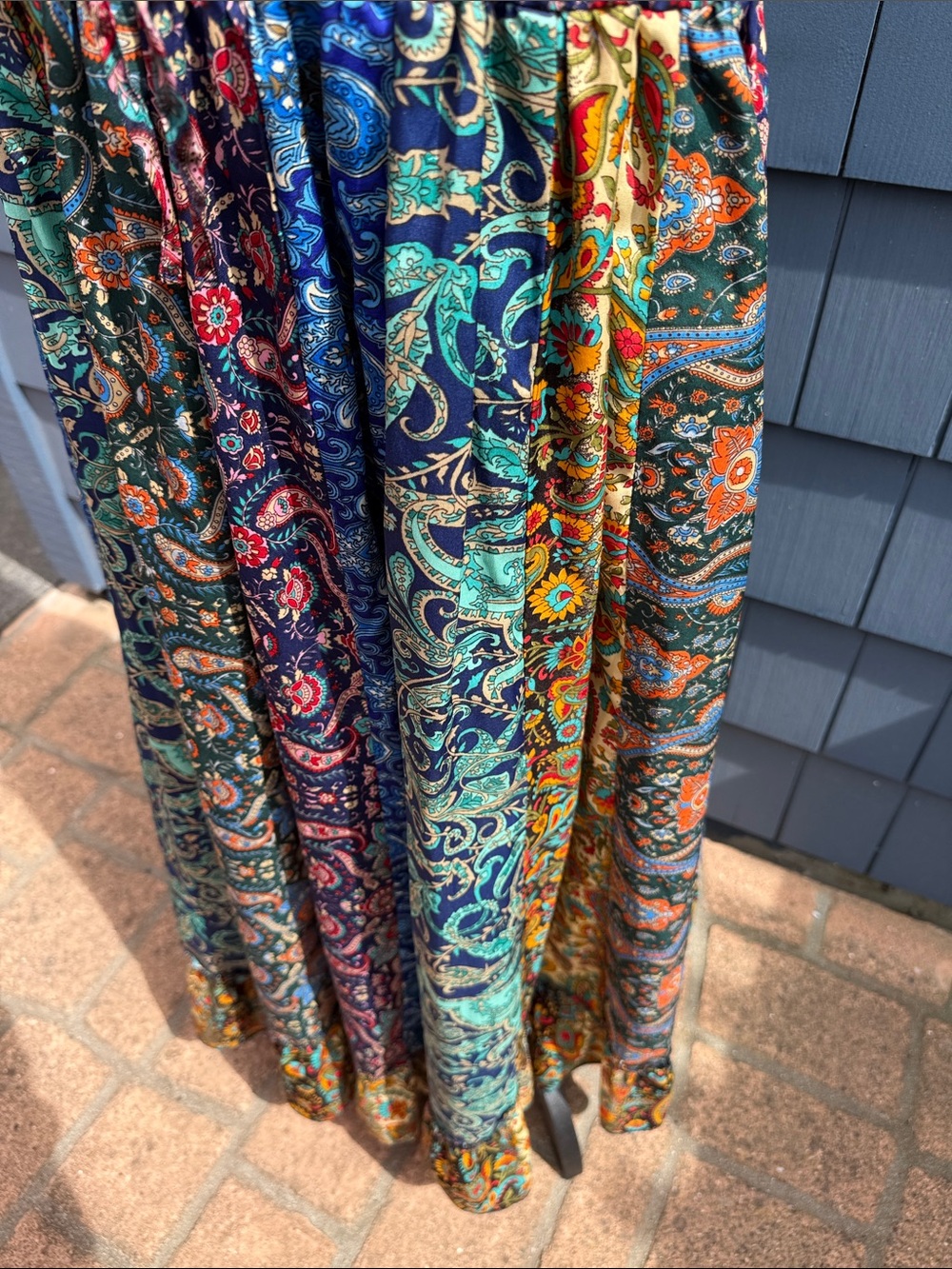 EARTHBOUND Paisley Tiered Maxi Skirt in Navy, Teal, Orange, Red medium - Picture 7 of 11